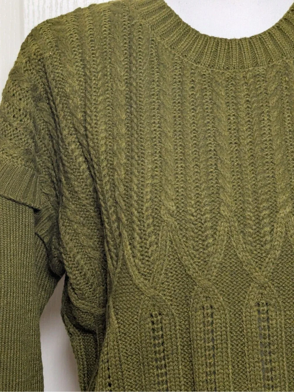 Workshop Knit Sweater Boho Olive Green Women's Size Medium Long Sleeve Pullover
